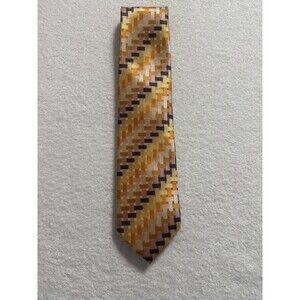 Tayion Collection Men's Tie Gold Tones Basket Weave Pattern 57x3.5